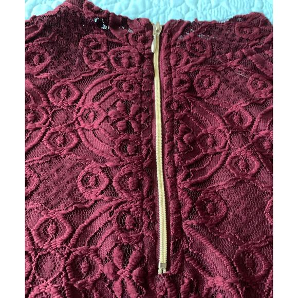 SKYE’S THE LIMIT BELOW THE KNEE TUNIC LACE DRESS, WOMENS, L, BURGANDY SLEEVELESS - Picture 6 of 11